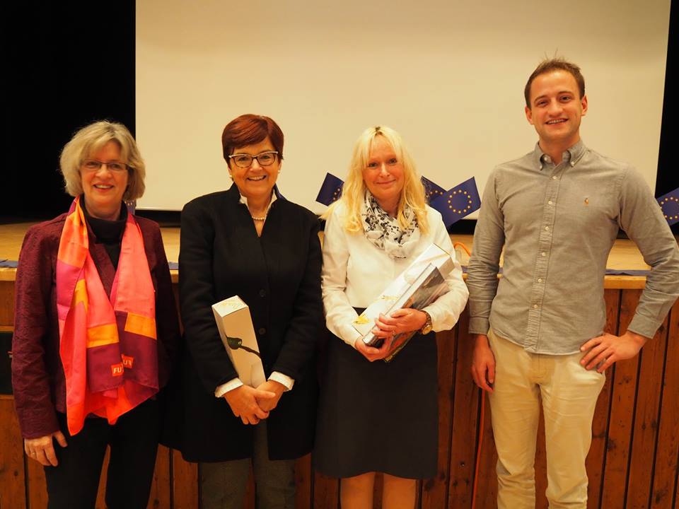 v.l.n.r.: Elke Staubach (Kreisvors. FU) , Dr. Inge Grle, Christine Fuchs, Matthias Miller (Kreisvors.-JU) 